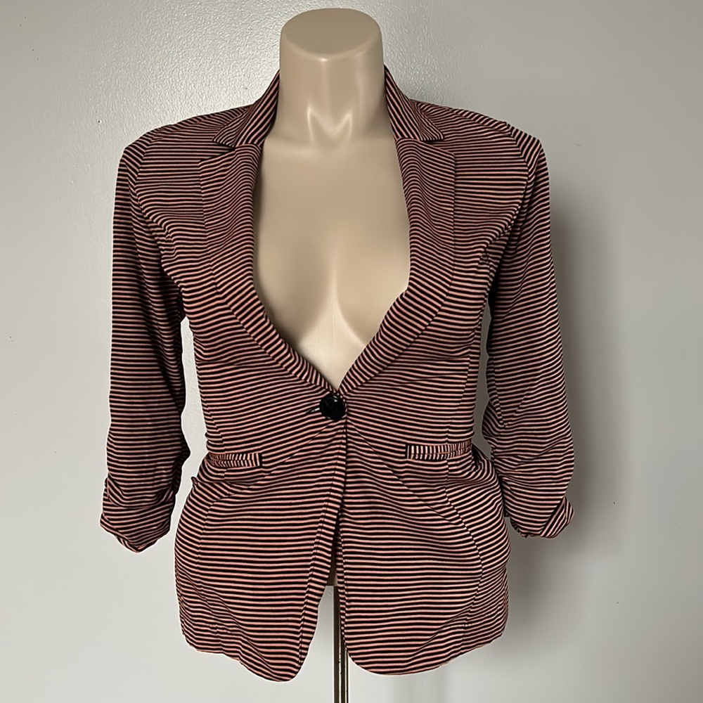 Charlotte Russe Black & Dusty Pink Striped Blazer Sz M